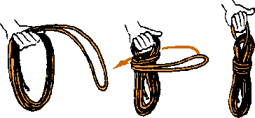 Met ‘opschieten’ van een touw wordt het netjes oprollen van een touw bedoeld.