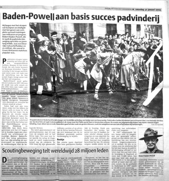 Bestand:Dagblad van het Noorden 20040131 Baden-Powell aan basis succes padvinderij.jpg